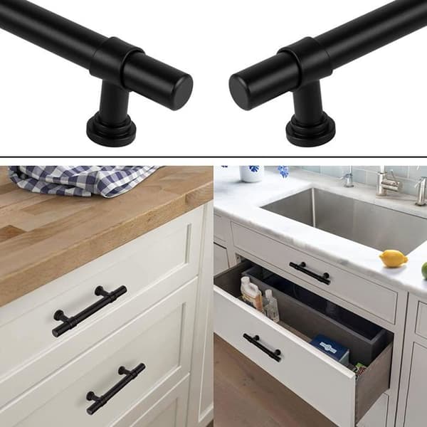 Møbelgreb, 128 mm centerafstand - Mat sort - Rustfrit stål/zinklegering - Pakke med 5