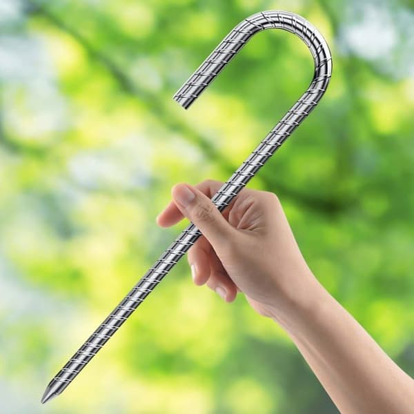 30 cm jordankre - J-krog - Galvaniseret stål - Ø 8 mm