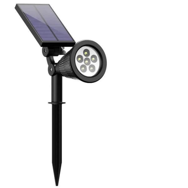 Utomhus solcellsdriven spotlight med 6 lysdioder på markspett med rörelsesensor, IP65 vattentät, justerbar med 180° solpanel