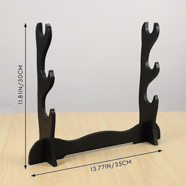 3-lags Samurai Sværd Katana Holder Stativ Beslag Rack Display Sort