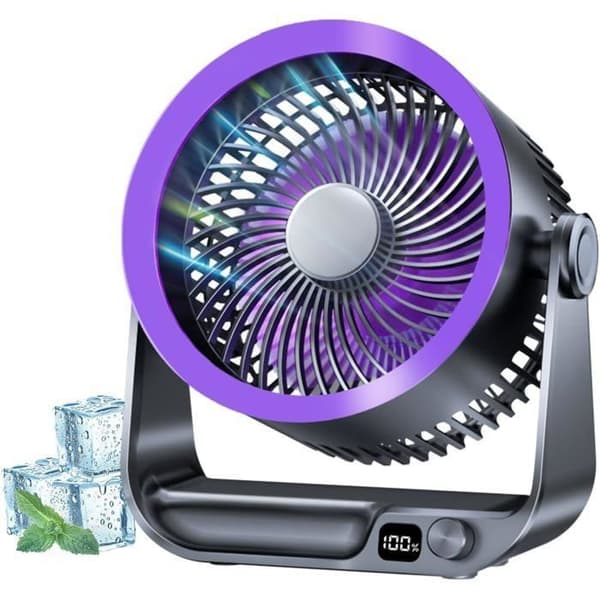 Kraftfuld og støjsvag USB bærbar ventilator, LED-display, køler når som helst, genopladelig