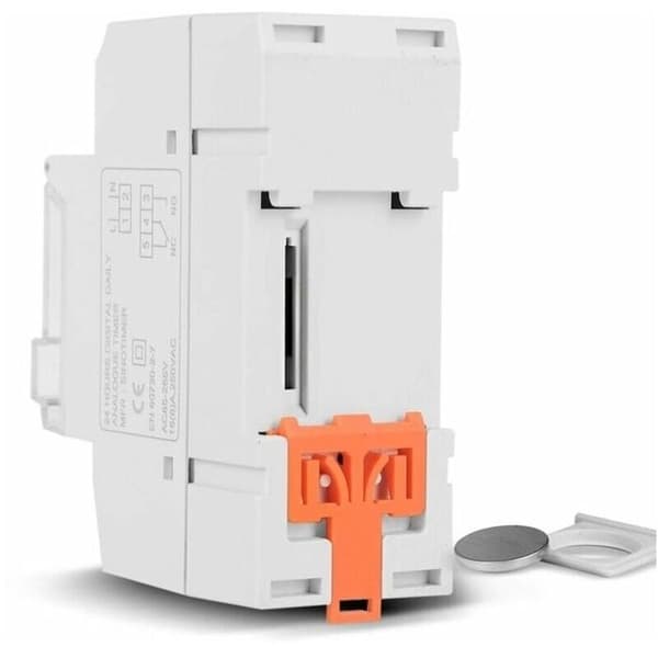 Programmerbar tidsbryter, 24-timers LCD-klokke - DIN-skinne - 16A - 96 programmer