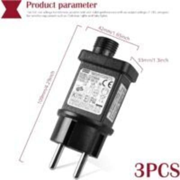 3-pakning 31V 6W LED-transformator med timer, IP44 vanntett, 8 moduser minnefunksjon, for julelys