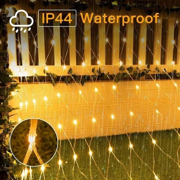 200 LED lyslenke 3 x 2 m – Varmhvit, Vanntett, 8 Moduser, 6t/18t Timer, Fjernkontroll