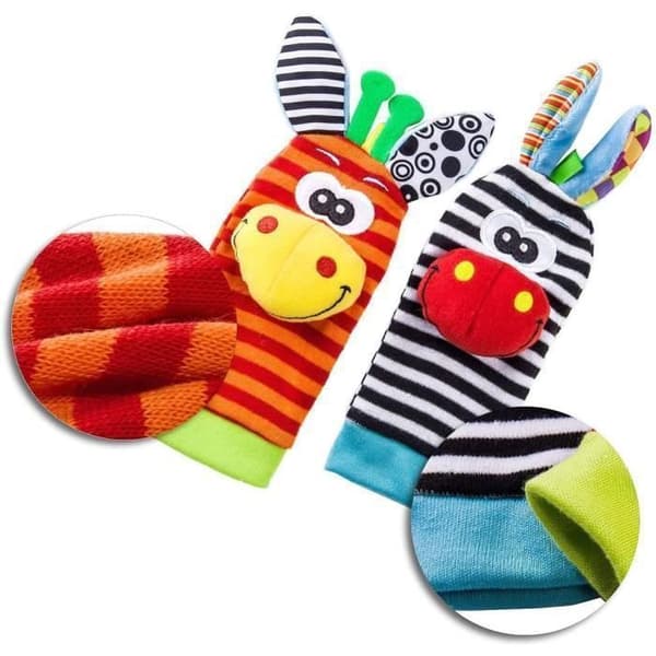Babyrangle - Montessori babyudviklingslegetøj - Babyarmbåndssok - 0 til 6 måneder
