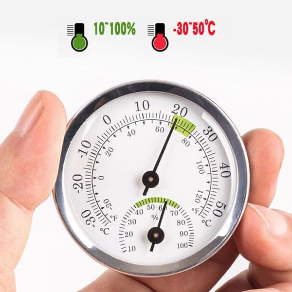 Analogt termometer/hygrometer for innendørs/utendørs bruk - Hvit aluminiumskive, lett å lese