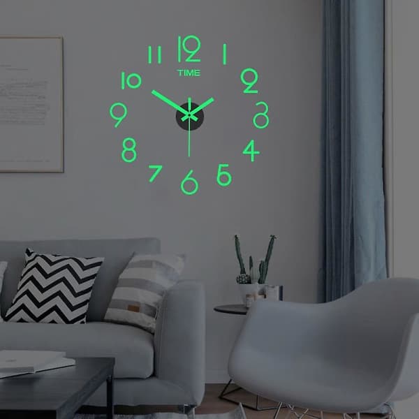 20 - 40 cm självlysande väggklockor DIY digital klocka självlysande klocka akryl DIY väggklocka vardagsrum sovrum väggklockor