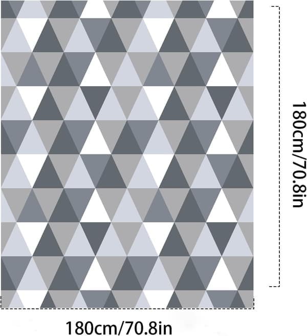 Trekantet anti-mugg dusjforheng i polyester med plastringer og kroker, 180 x 180 cm - Egnet for baderom