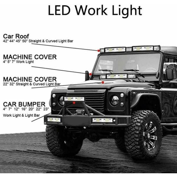 48W LED arbeidslys (2x) - 16 lysdioder - 9-32V DC - IP67 vanntett