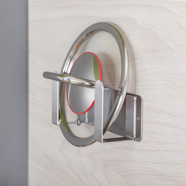Lockhållare, Väggmonterad 304 Rostfritt Stål Lockorganisatör (Silver)