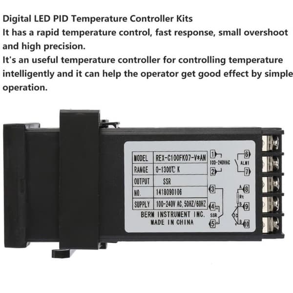 REX-C100 PID temperaturregulator, digital termostatsæt AC110V-240V, 0℃1300℃