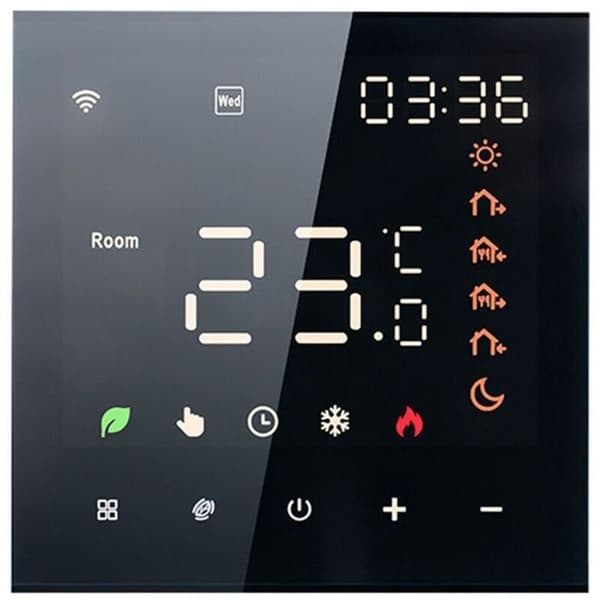 16A WiFi Smart Termostat, Programmerbar (5+2/6+1), Stemmestyring – Sort