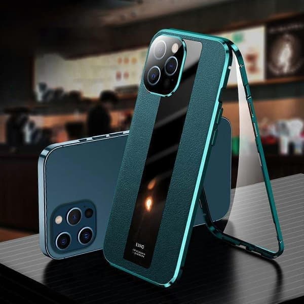 Magnetisk etui kompatibel med iPhone 12/12 Pro/12 Pro Max, enkel læder dobbeltsidet beskyttelse