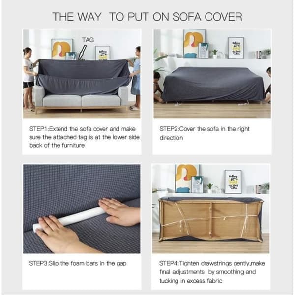 Stretchöverdrag för 3-sits/hörnsoffa L 190-230 cm - ljusgrå