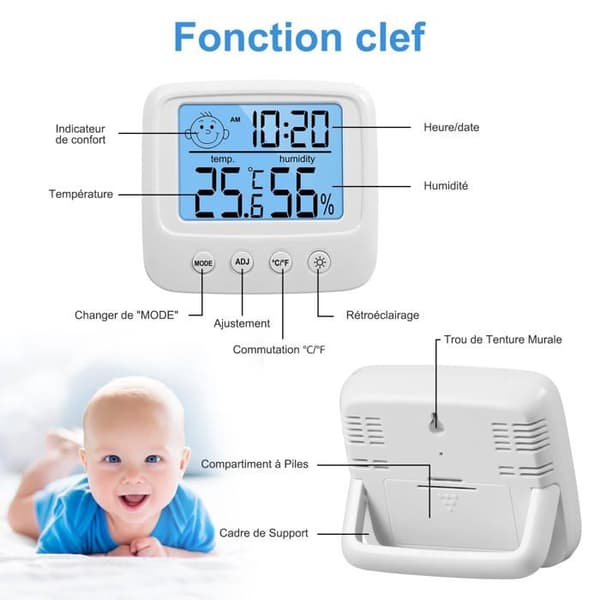 Højpræcisions digitalt indendørs termometer hygrometer, digitalt indendørs hygrometer, digitalt bordtermometer