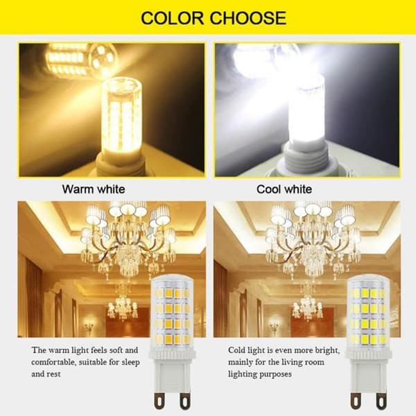 10-pack G9 LED-lampor - Kallvit 6000K 400LM - 5W - Energibesparande