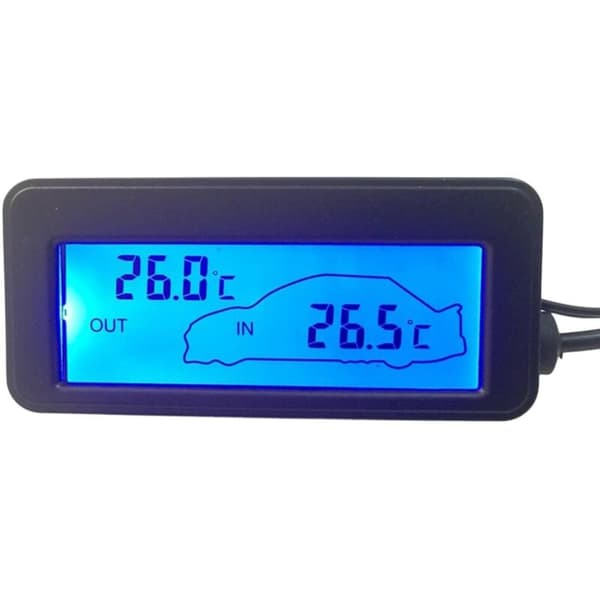 Biltermometer, Digital Indendørs/Udendørs Temperaturmåler, 12V Biltermometer med LCD Digital Display til Biler og Lastbiler