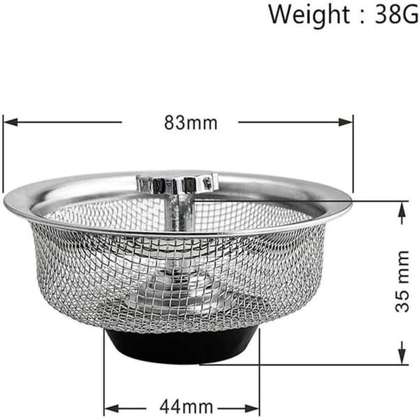 2-delt sil til vask - Rustfritt stål - Justerbar gummipropp - Ø 8,3 cm