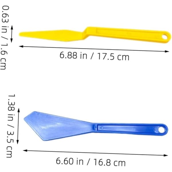 2 bilskraberværktøjer, plastik, 17,5 cm, til påføring og rengøring af vinylfilm (gul/blå)