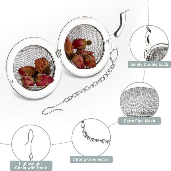 Te-infuser - Te-si i rustfrit stål, fødevaregodkendt net-tefilter (2-pak, 7 cm)