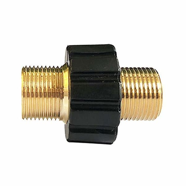 M22 x 1,5 han dobbeltadapter til højtryksrenser - messing, 14 mm indvendig diameter, Karcher-kompatibel