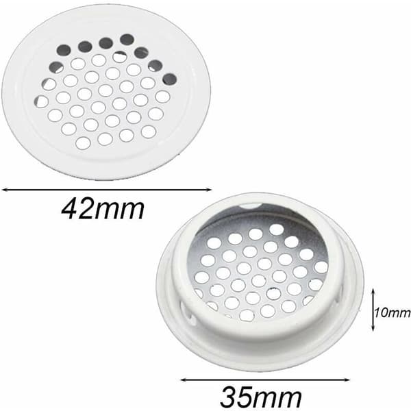 20-delt ventilationsristesæt, 35 mm ventilationsrist, hul, rustfrit stål hvid rund til mig