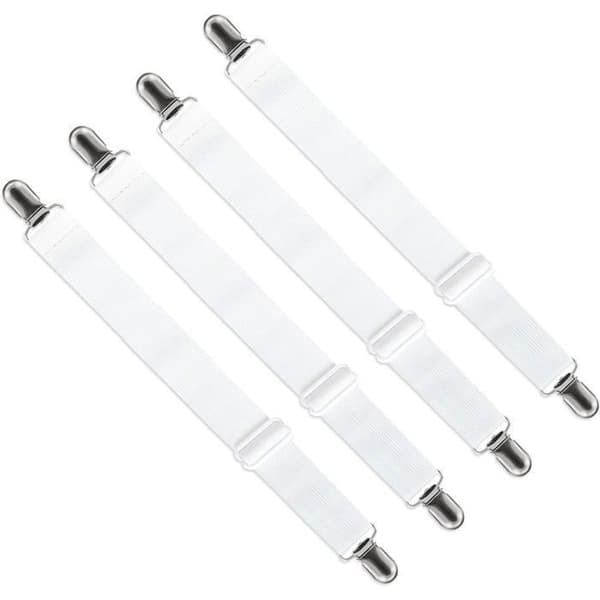 Justerbar lakansträckare 65–200 cm - Set om 4 - Vit - Skyddade klämmor