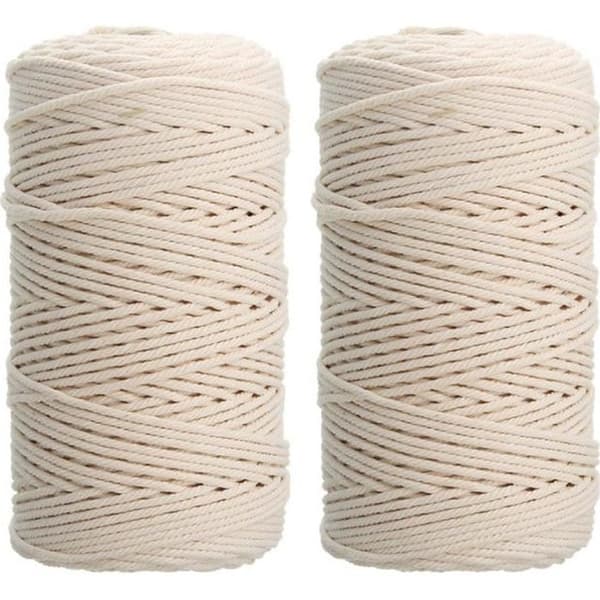 Bomuldsreb - Model 911279 - 3mm - 2 stk - Naturlig beige - 420m