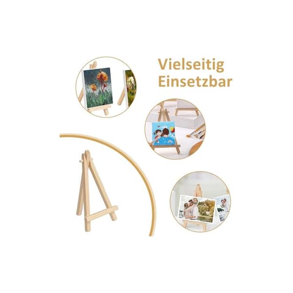 12-delars Mini Träställ Set, 8x15 cm Mini Displayställ, Litet Vikbart Målarstaffli, Trästativ, Litet Träbordsstaffli, Trä