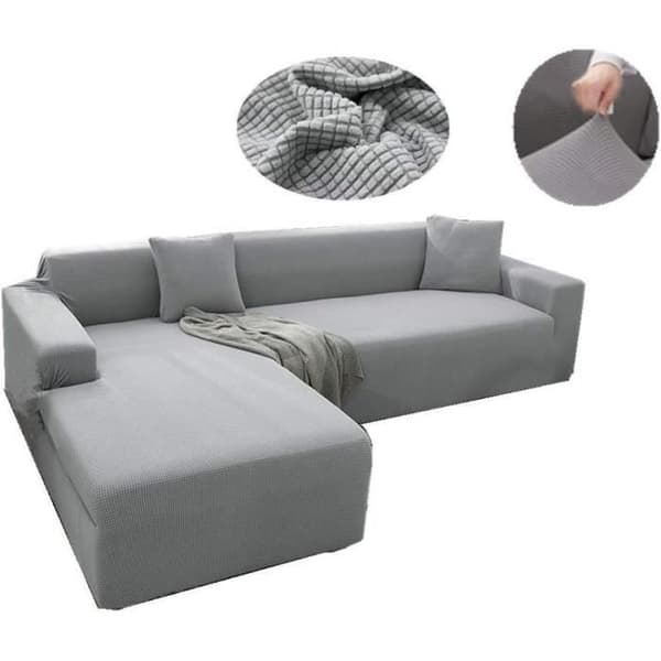 Stretchöverdrag för 3-sits/hörnsoffa L 190-230 cm - ljusgrå