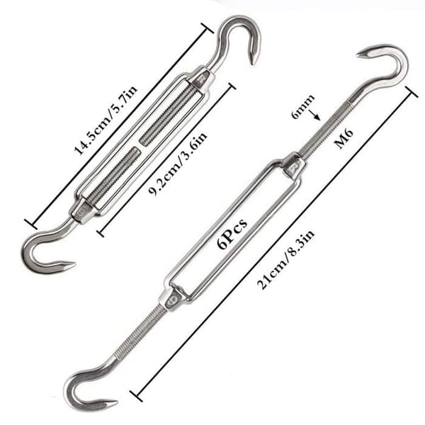 DC kabelstrammer - 304 rustfrit stål - M6 - 14,5–21 cm - Pakke med 6