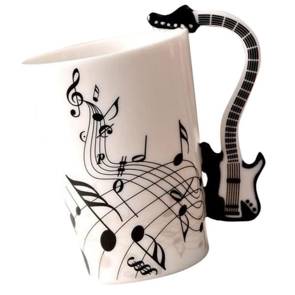 Keramisk Mugg Kaffekopp Instrumentmugg Kreativ Present Svart Gitarr 1