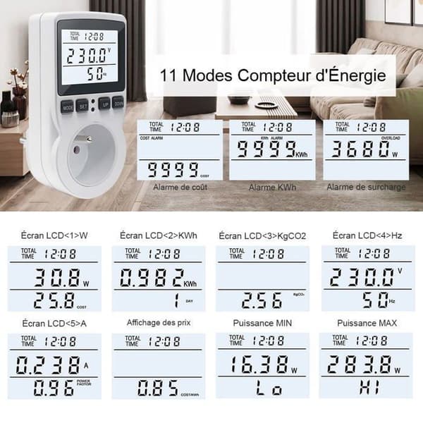 KETOTEK Stikdåse Wattmeter, El-måler, Baggrundsbelyst LCD-skærm, 11 Tilstande