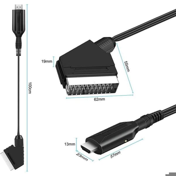 SCART-HDMI-muunnin, SCART-HDMI-sovitin Plug & Play RGB AV -kaapeli videolähdöllä