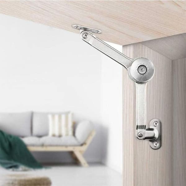 Lockstödgångjärn (2 stycken), satin nickel, mjukstängande, för lock