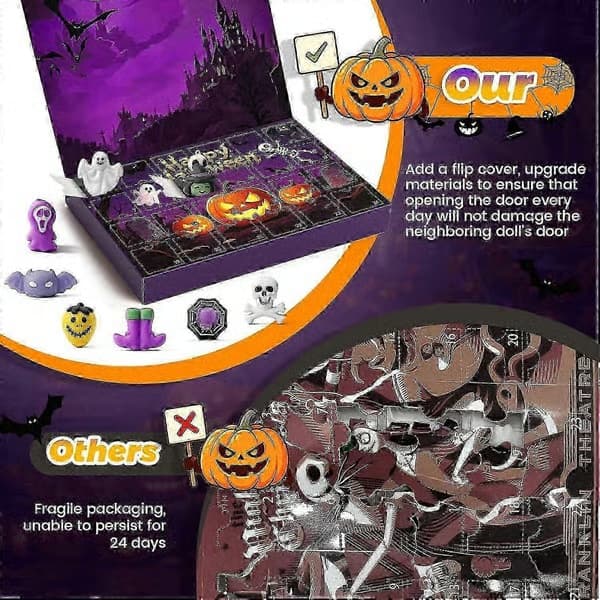 24-dagars Squishy nedräkningsbox sensoriskt fidget-set för barn, julklapp & klassrumsbelöning - 2026 DA·Halloween-adventskalender 48pcs
