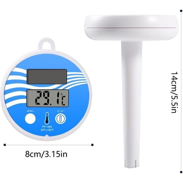 Flytande LCD-solpooltermometer - °C/°F, vattentät, 0–50°C, LR44-batteri ingår