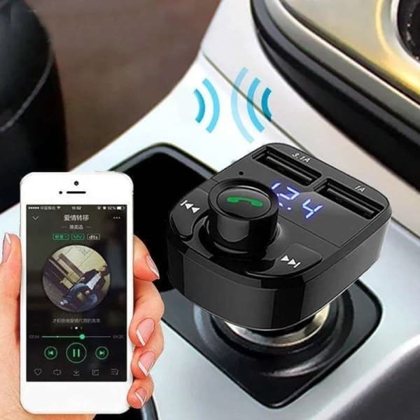 FM Transmitter X8 med Bluetooth og Håndfri - Trådløs Musik Sort