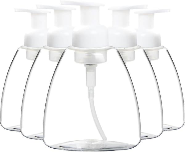 5-pack Klar Oval Tvålskumsdispenser i Plast, Återfyllningsbara Plastpumpflaskor med Reselås för Handsprit