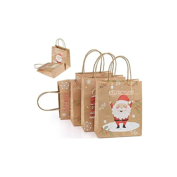 Set med 24 presentpåsar i papper med handtag, julklappspåsar - 26cm x 21cm x 10cm