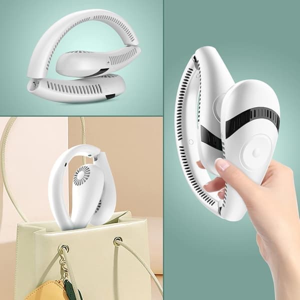 Bærbar halsventilator, 5000mAh 3 hastighedsjusteringer 360° køling USB bærbar ventilator Sammenfoldelig bladløs genopladelig halsventilator