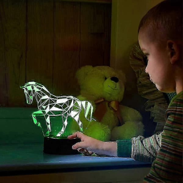 3D illusjon nattlampe S SUNINESS LED hestelys for barn, dekorasjon, bursdagsgave