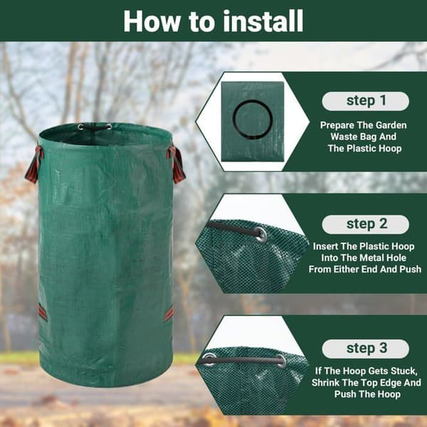 Återanvändbara trädgårdsavfallspåsar 120 L (47×76 cm) – 2-pack, robusta och läckagesäkra med 4 handtag