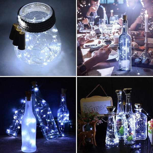 Pullonvalot, 12 kpl LED-pullonvaloja, pullolamput paristolla/paristoilla, 2M 20 kuparilankavalot jouluun, juhliin, häihin, sisäkäyttöön