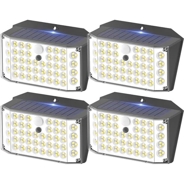 Utendørs solcellelampe, IP67 vanntett utendørs solcellelampe med bevegelsessensor, 3 moduser utendørs solcellelyskaster, kjølig hvit 132 LED solcellelampe for