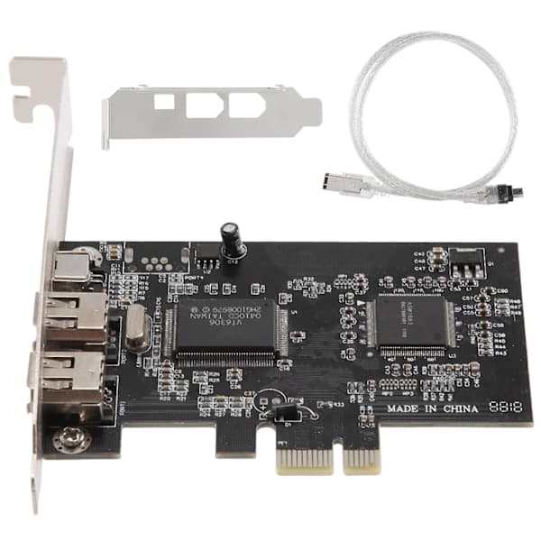 PCI-e PCI Express Firewire-kort, IEEE 1394-kontrollerkort med Firewire-kabel, för video, ljud Tr