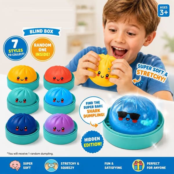 The Original Mystery Dumpling Shark Edition | Viral Squishy Fidget Toy Blind Box