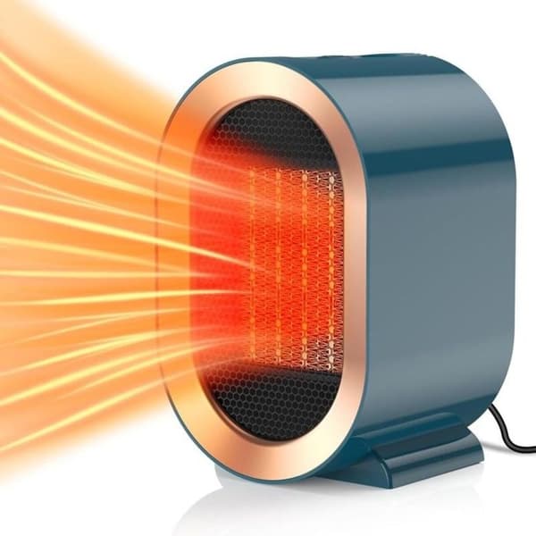 Bærbar 1200W PTC keramisk varmeblæser, 2 tilstande 800/1200W, støjsvag, blå