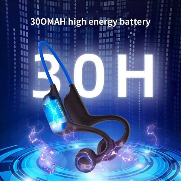 Benledningshörlurar Trådlösa Bluetooth Vattentäta Sporthörlurar Brusreducerande Headset Blå