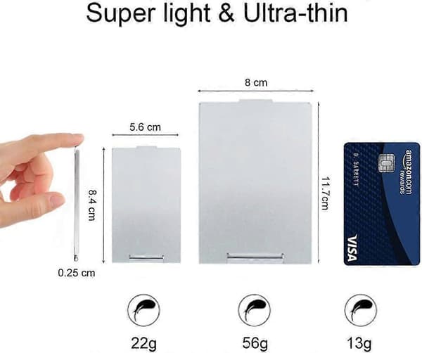 Bærbart foldespejl, Unisex Ultra Slim Holdbart Lille Bordplade Foldbart Kompakt Makeup Spejl til Rejser (11,7x8cm)